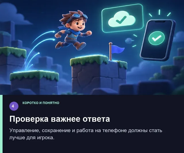 Проверка важнее ответа. Управление, сохранение и работа на телефоне должны стать лучше для игрока.